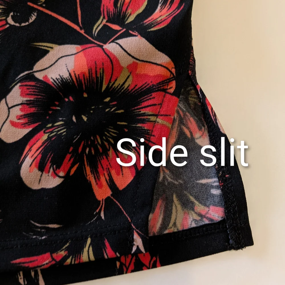 Free People Black Pink Floral Print Strappy Top Camisole V-neck Coquette